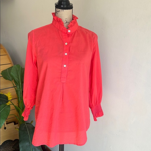 Tuckernuck Teagan Popover Coral Blouse Size Medium - Picture 2 of 10